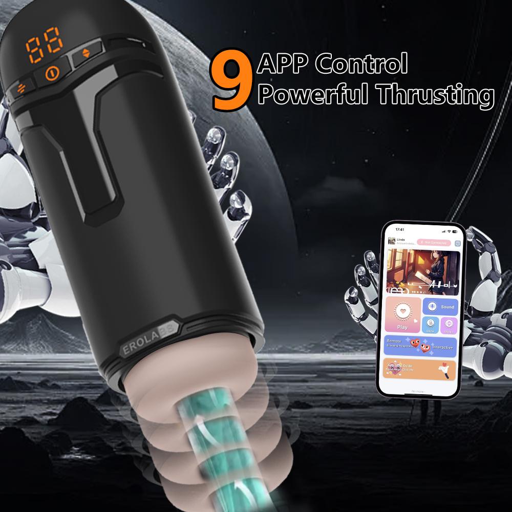 Male Electric Masturbation Cup with App Control, Telescopic Oral Sex Toy for Men, Realistic Vagina Blowjob Machine Adult