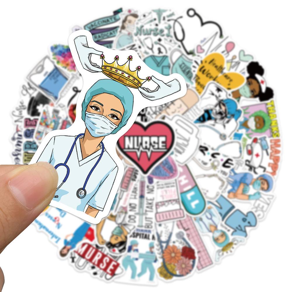

International 50pcs Nurse Day Stickers For Phones Luggage Fridges Water Bottles
