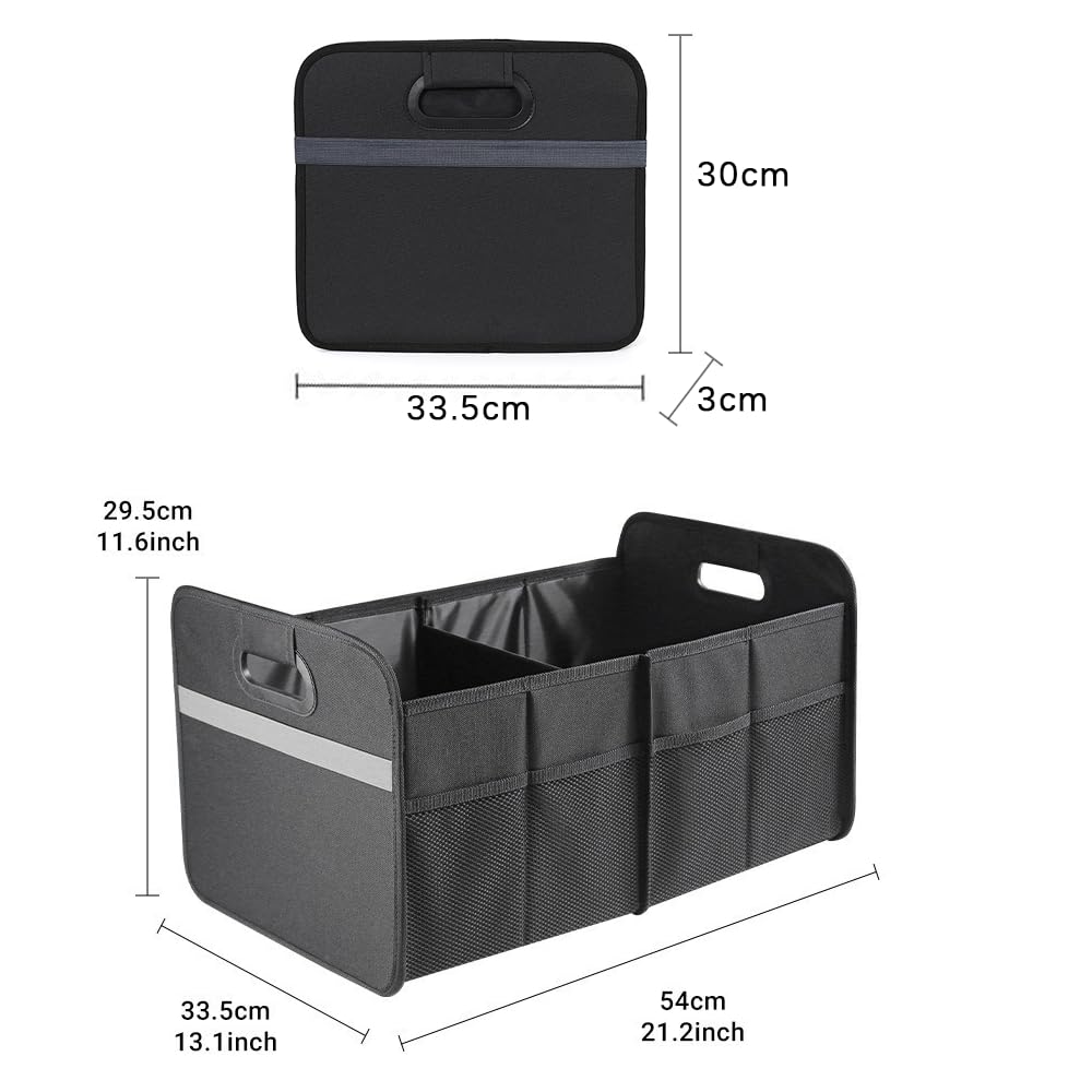 YFFSFDC Car Storage Large Trunk Waterproof 600D Oxford Car Accessory Box, Foldable, Capacity, Organizer, Multi-Pocket, Design, Material, Black,