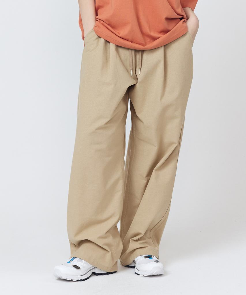 CARGOBROS FOR WOMAN Cotton Linen Pleated Wide Pants (Beige)