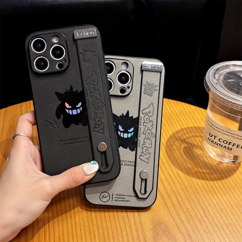 Kreslený kožený obal na telefon Gengar s poutkem na zápěstí Pro Apple iPhone 16 15 14 Plus 13 12 Pro Max 11 16ProMax 15plus