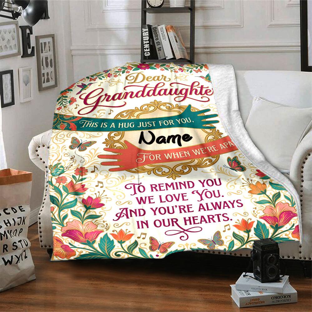 Granddaughter'S Special Hug Personalized Name Blankets Soft And Comfortable Against The Skin Naps And The Office A Wonderful Gift For Friends Family