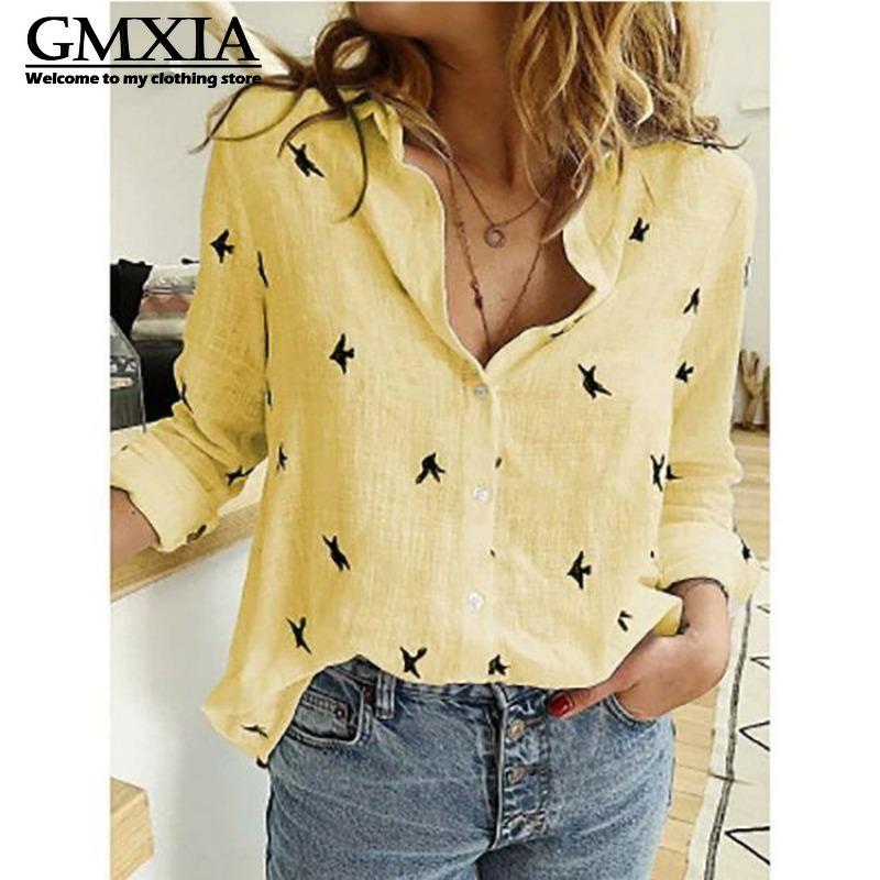 GMXIA Damska Moda Casual Rekreacyjna Bluzki i Koszule z Długim Rękawem z Kołnierzykiem POLO