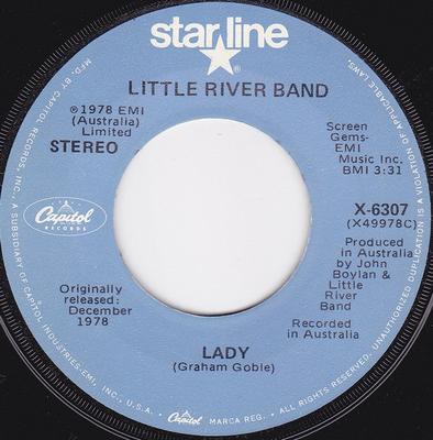 7-Zoll-Schallplatte LITTLE RIVER BAND - Lady / Lonesome Loser X6307 CAPITOL US Rock Gebraucht