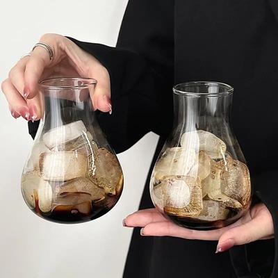 Heat-resistant Juice Milk Tea Cup Home High-borosilicate Glass Creative Personality Niche Design Iced American Coffee Latte Cup