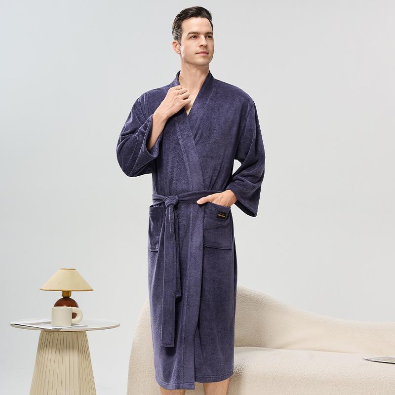 Unisex Jacquardfleece Badrock - Lång, Förtjockad, Plus Size Pyjamas för Höst & Vinter.