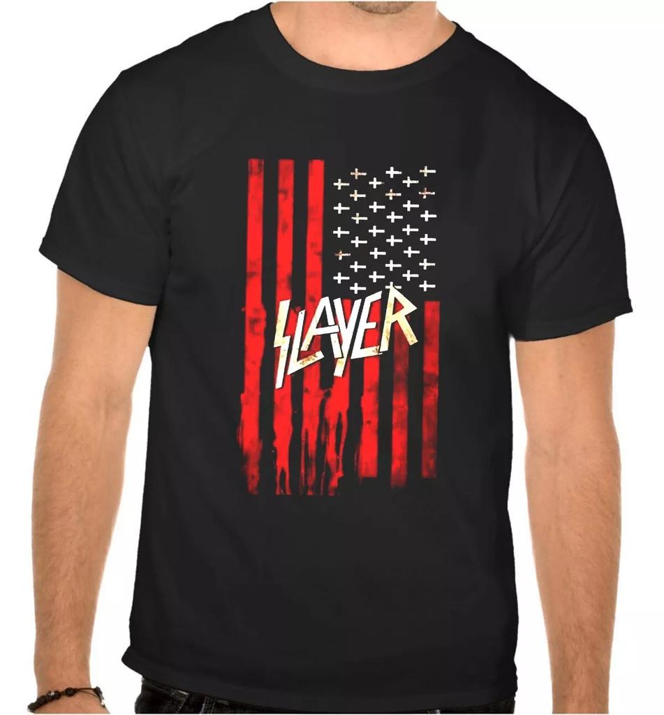 Unisex Tees 100% Cotton Men's Women's SLAYER ROCK MUSIC LOGO BLACK T-SHIRT -1024-