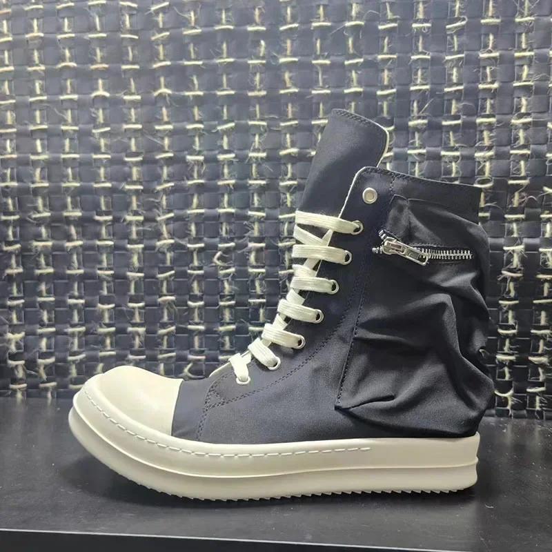 Neue Herren- und Damen Ro High-Top Plateau Freizeitschuhe Designer Runde Zehenpartie Atmungsaktiv Schnürschuhe Owens Canvas Schuhe Luxusschuhe