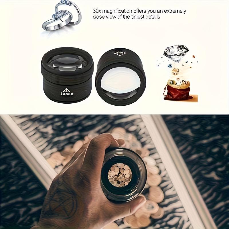 30x Glass Inspection Magnifier, Extremely Compact and Portable Desktop Magnifier, No Electricity Required, Classic