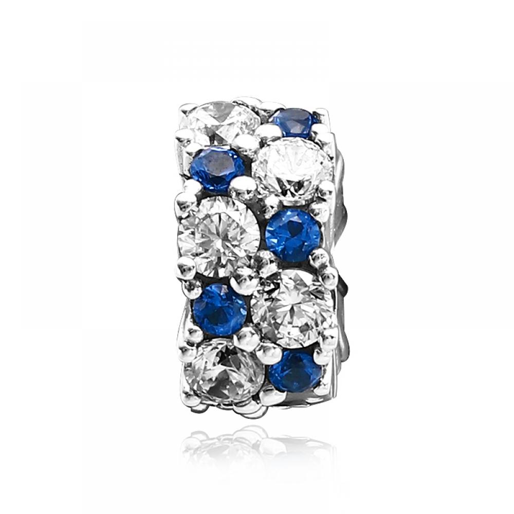 Pandora 799171c01 Clear   Blue Sparkling Clip Silver Charm