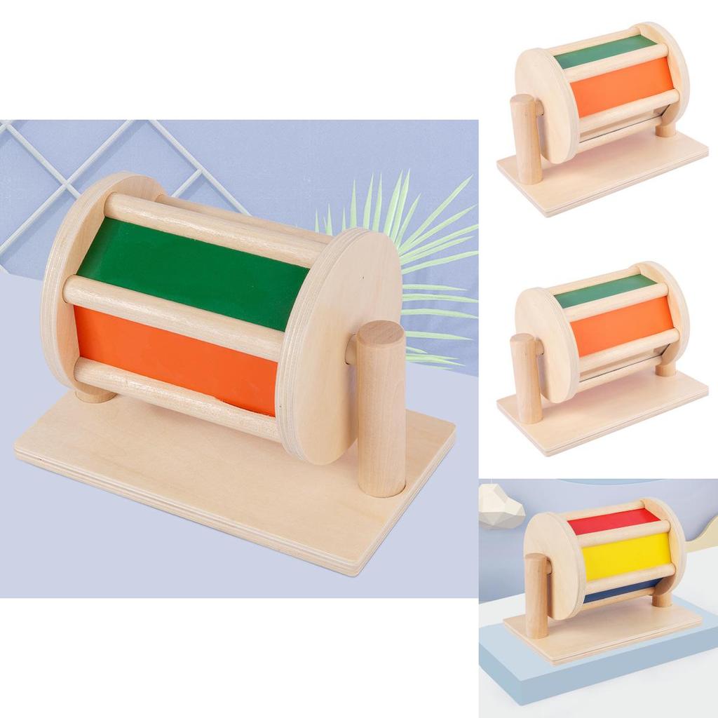 Wooden Montessori Textile Drum Educational Toy For Preschool Learning