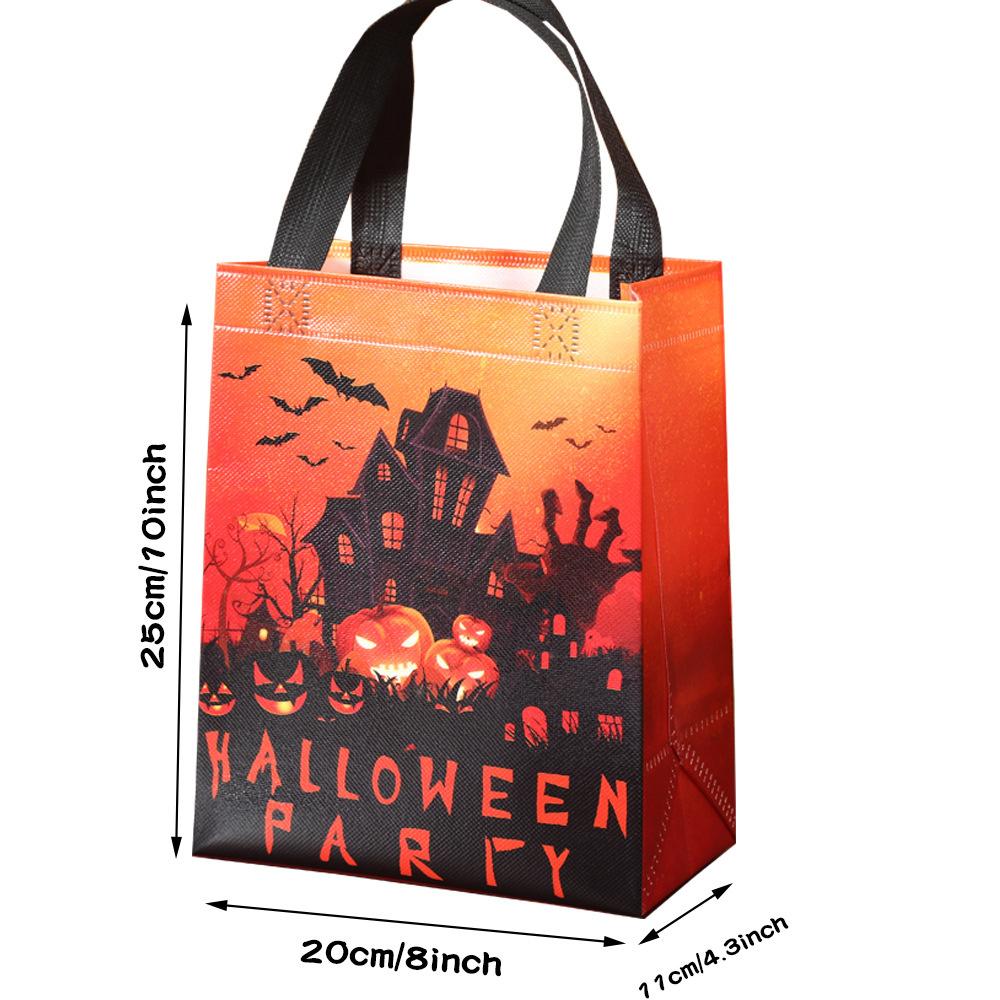2024 New Halloween Gift Bags Pumpkin Creative Cartoon Hot Press Coated Non-woven Handbags Takeaway Bags Can Be Printed Logo