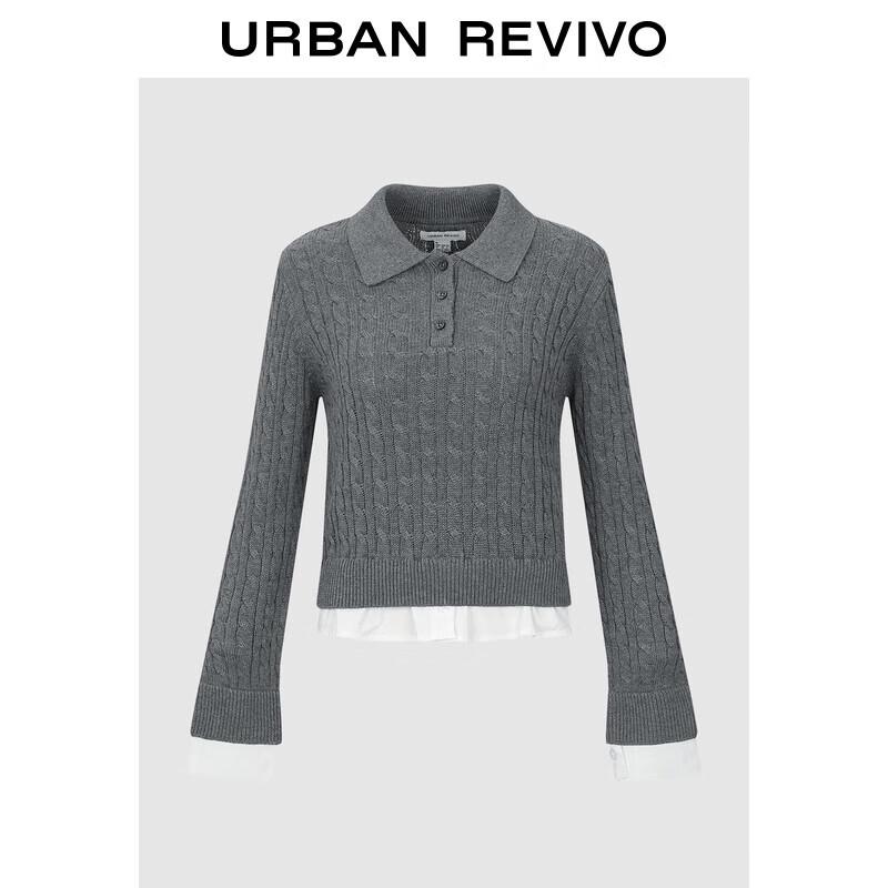 UR Women's Color Block Faux Two-Piece Knit Sweater