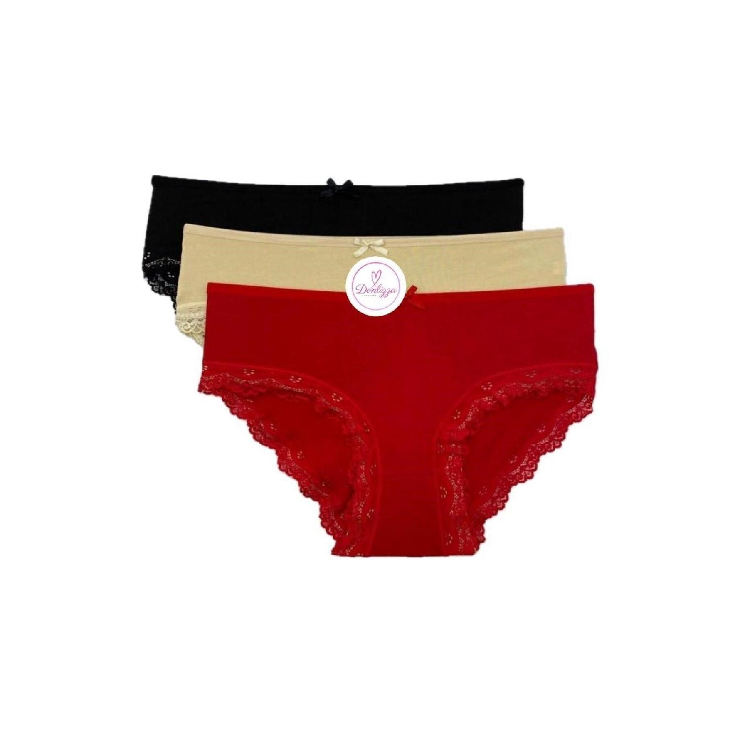 

Lace Bato Black, Skin, Red 3 Pieces L