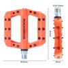 ROCKBROS Bicycle Pedal Flat Pedals Lightweight MTB Pedal Road Bike Nylon Fiber Large Area BMX Left and Right Set Anti-slip 9/16" (Orange)