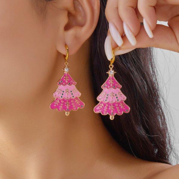 New Trendy Exquisite Christmas Light Bulb Drop Earrings for Women Simple Rhinestone Bowknot Earrings Xmas Party Jewelry Gifts
