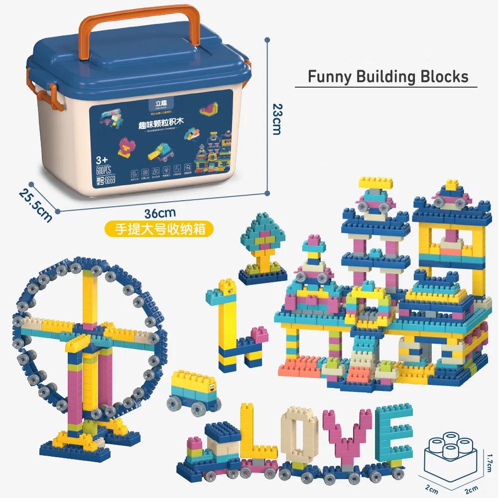 Big Size Building Blocks Puzzle Set DIY Montessori Colorful Creative Bulk Bricks Early Educational Toys for Kids Baby Gift Box