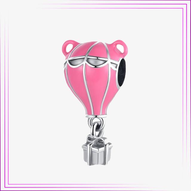 925 Sterling Sølv Hjerte Blomst Luftballong Flamingo Rosa Sjarm Plata De Ley Bil Katt Perle DIY For Originalt Armbånd Smykker