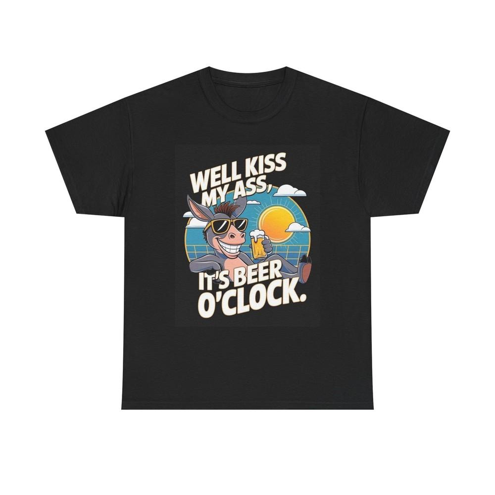 Beer O Clock Graphic T Shirt Funny Jokes Unisex Heavy Cotton Tee