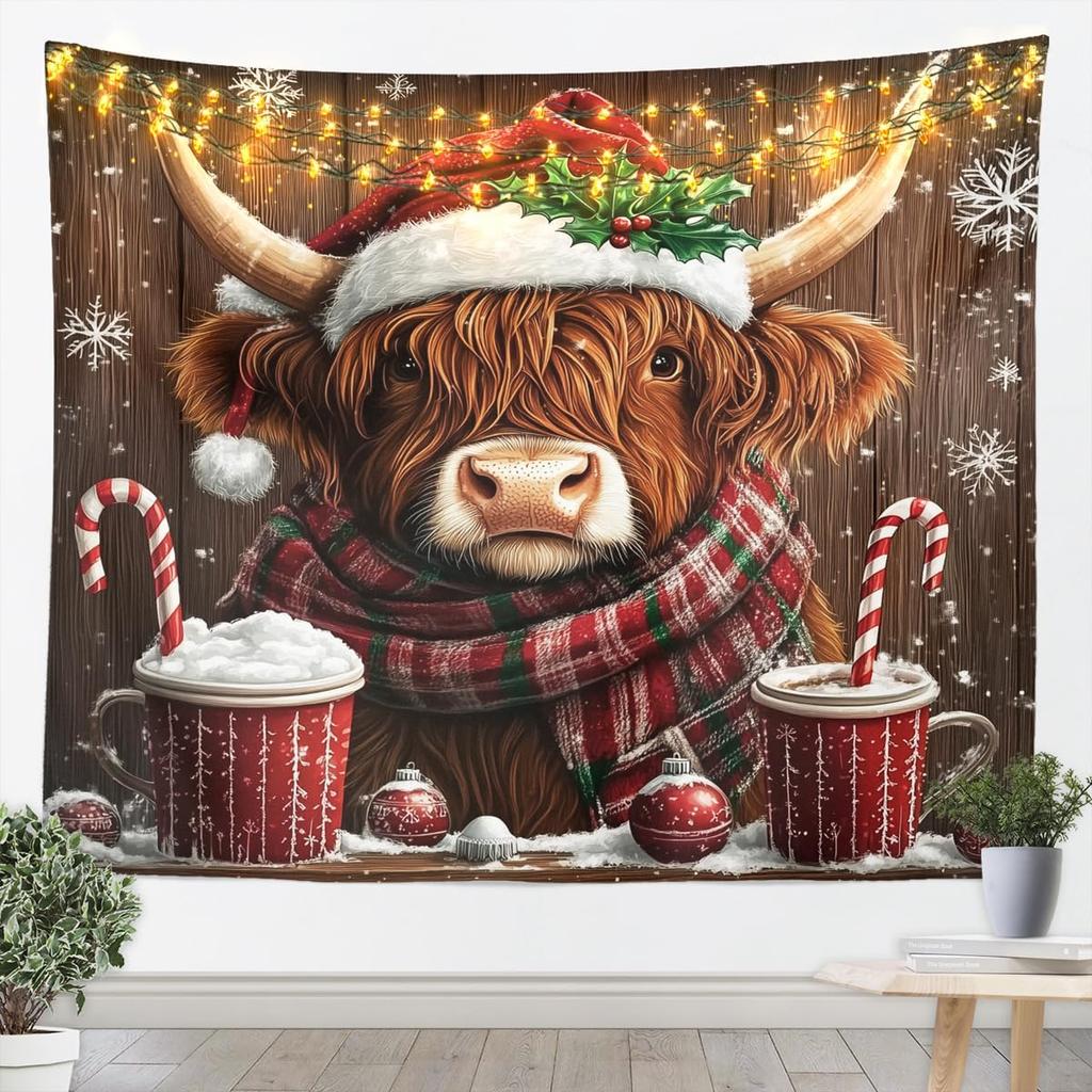 Weihnachtswandteppich Weihnachtsmann Schneeflocke Neujahrs-Hintergrund Wandbehang Dekoration Kamin Strümpfe Geschenke Hängendes Tuch