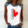 Sleeveless Pullover Casual T Shirt for Women Round Neck Loose Fit Printed Top with Raglan Sleeves and Contrast Trim