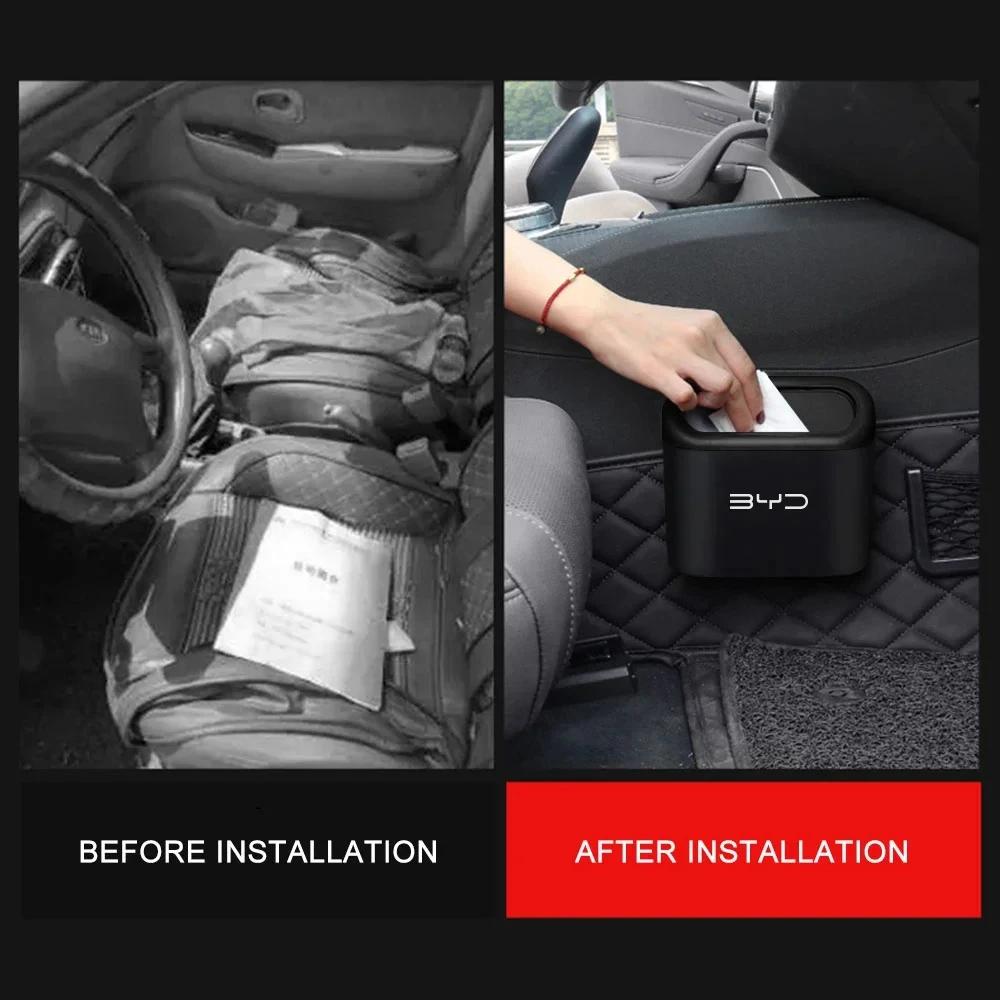 For BYD Atto 3 Seal Seagull Dolphin Act 3 Tang F3 E6 Yuan Song Plus S6 1PC Car Hanging Trash Bin Storage Box Auto Accessories