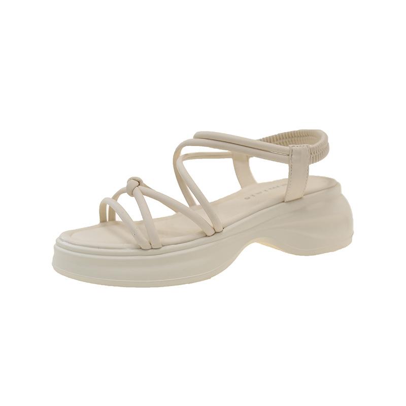 

Fashion Women s Elastic Strap Roman Sandals 2025 Summer Platform Slip-On Casual Shoes Chunky Sole Comfortable Lightweight Trendy Beach 40