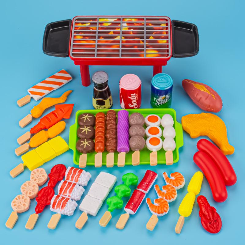 Children's Pretend BBQ Set: Kitchen Play Barbecue Skewers with Simulation Food