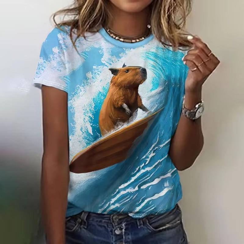 Милые животные 3D принт женские футболки летняя мода короткие рукава футболки пуловеры — фото 7