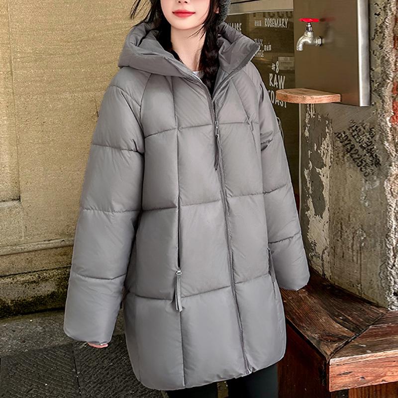 

Модні Зимові Куртки Жіночі Довгі Парки з Капюшоном Вільні Товсті Теплі Верхній Одяг Повсякденні Жіночі Пальта 2XL сірий
