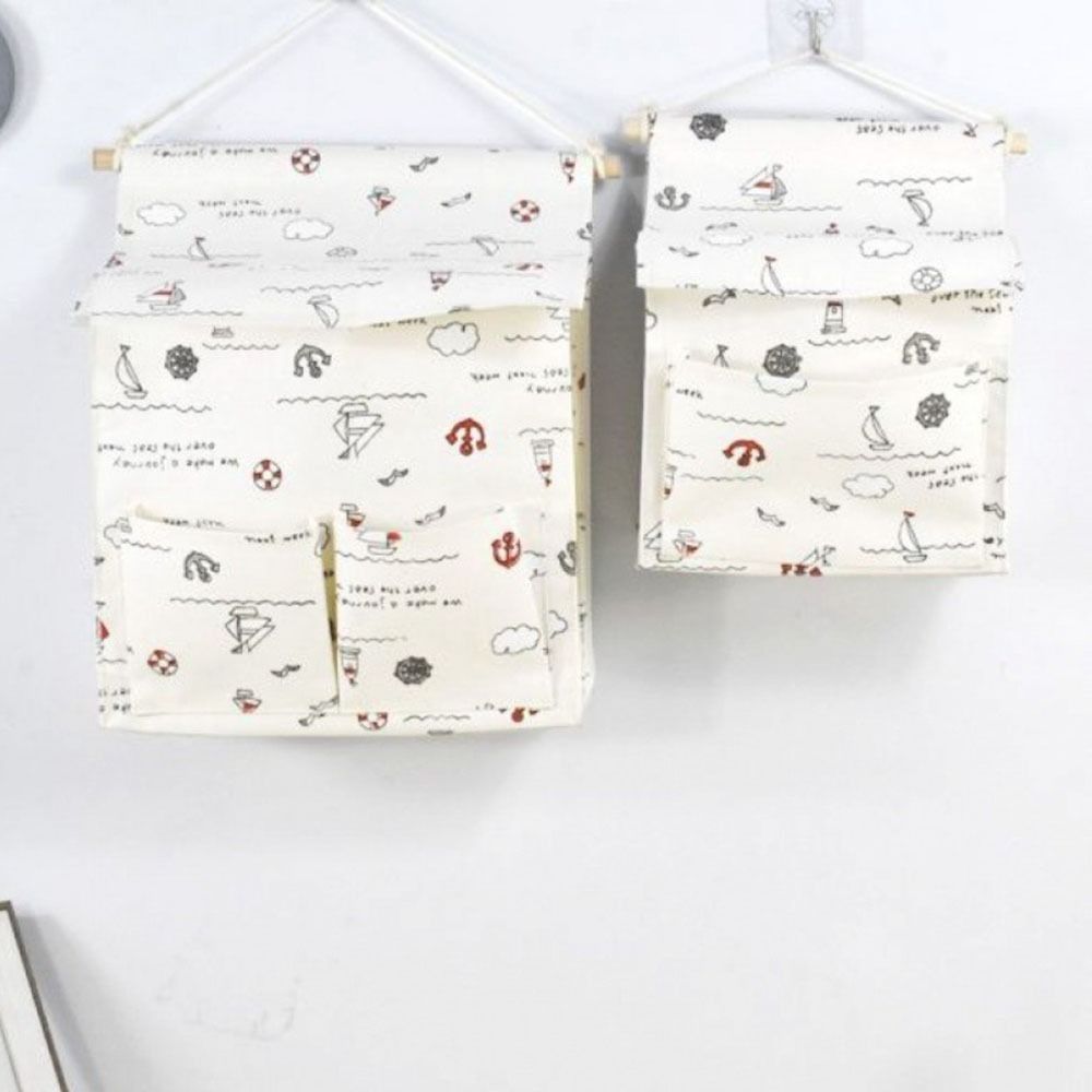 Plaid Sundries Storage Pouches Wall Mounted Bedside Organizer Wall Hanging Bag  Bed Side