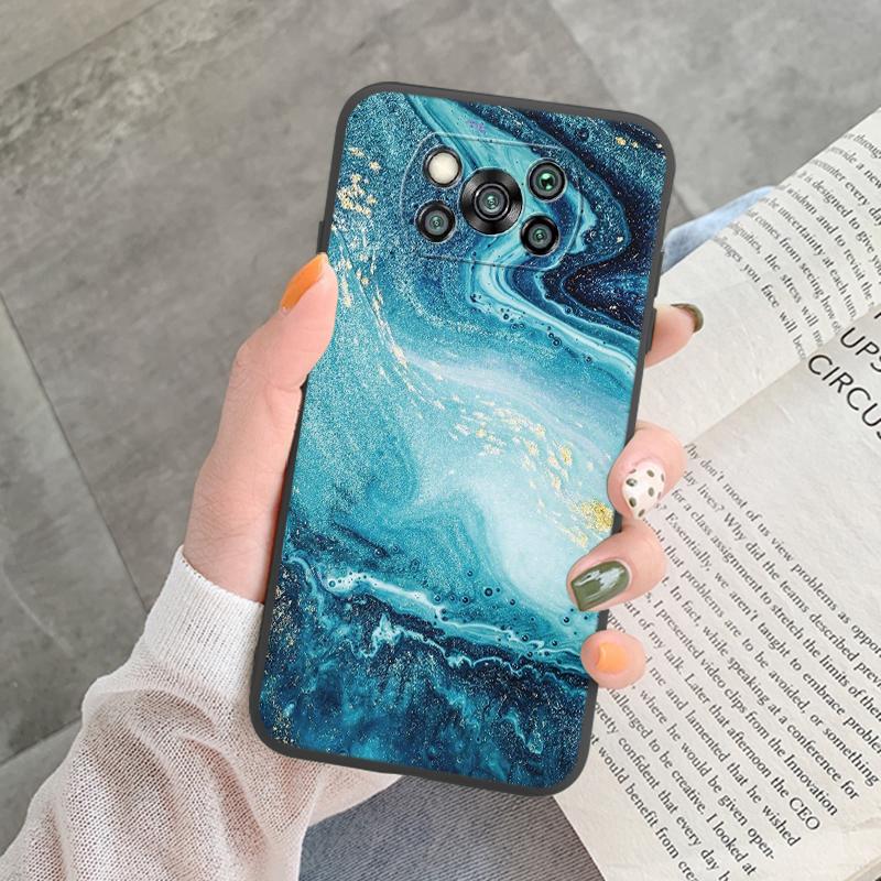 Poco X3 Pro Pocox3 NFC Case Luxury Glitter Gold Foil Ocean Marble Silicone Soft Phone Cover For Xiaomi Poco X3 X5 X6 Pro Shell