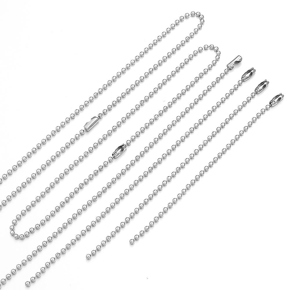5pcs/lot 10-70cm Stainless Steel Ball Beads Chains For Bracelet Keychain Dog Tag Chain Connector DIY Keyring Jewelry Accessories