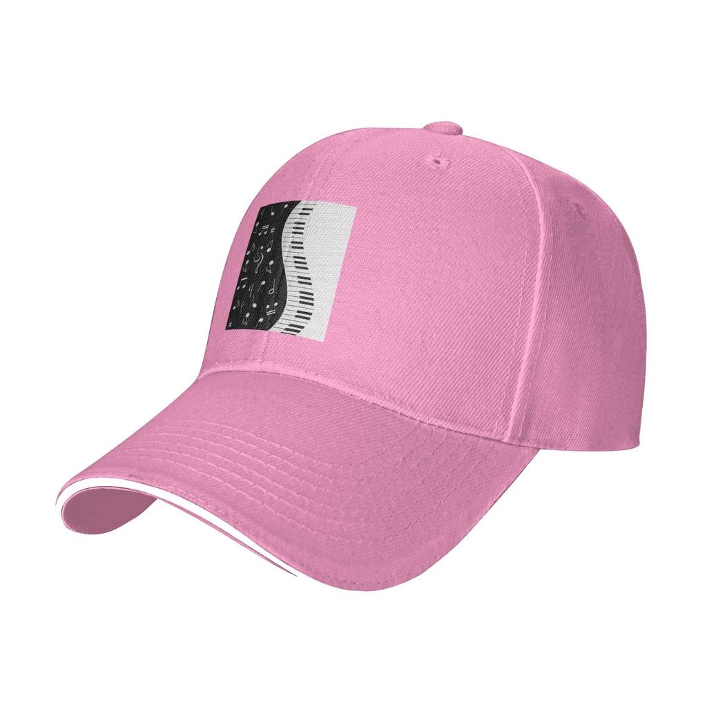 Abstract Piano Keys with Musical Notes Cap Casual Baseball Caps Adjustable Hat Hip Hop Summer Unisex Baseball Hats Customizable