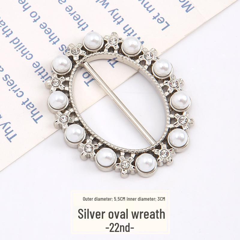 Pearl Rhinestone Waist Buckle Scarf Fastener Hem Knot Button for Women