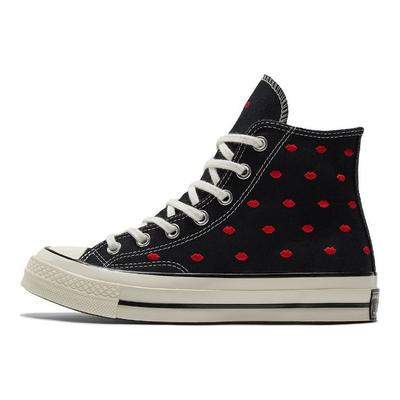 Chuck 70 Embroidered Lips High Love Me - Black Unisex Sneakers University-Red Egret A01600C
