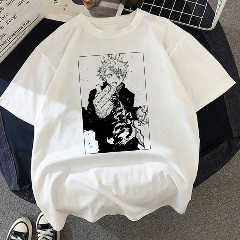 Jujutsu Kaisen T-Shirt Neue japanische Anime Unisex Kawaii Sommer Tops Yuji Itadori Graphic Tees Ulzzang Lose Cartoon Unisex Unisex T-Shirt