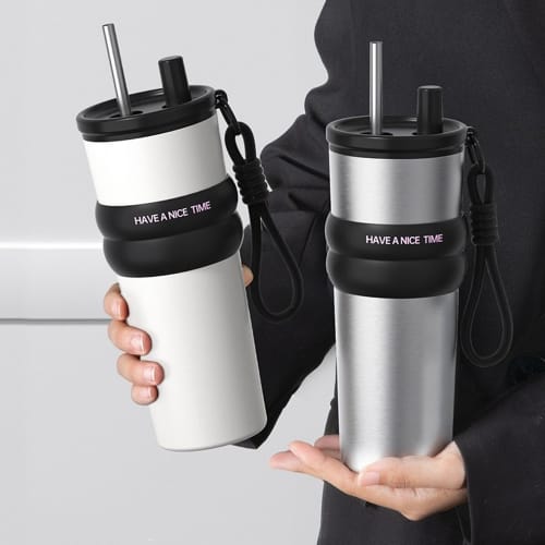 KDTJFH Tumbler with Straw and Lid, 316 Stainless Steel Bottle with Straw Hole Plug, Self-Repellent, Rust-Resistant, Durable, High-Quality, Wide Mouth,