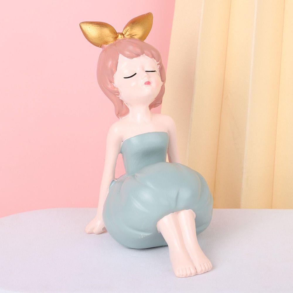 Resin People Sculpture Creative Miniatures Figurine Desktop Ornament Little Girl Statue  Home