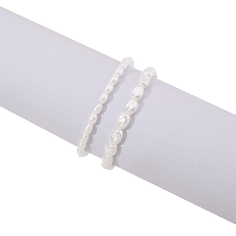 

Vintage White Imitation Pearl Beads Choker Necklace for Women Elegant Double Layer Elastic Short Chain Necklace Wedding Zircon