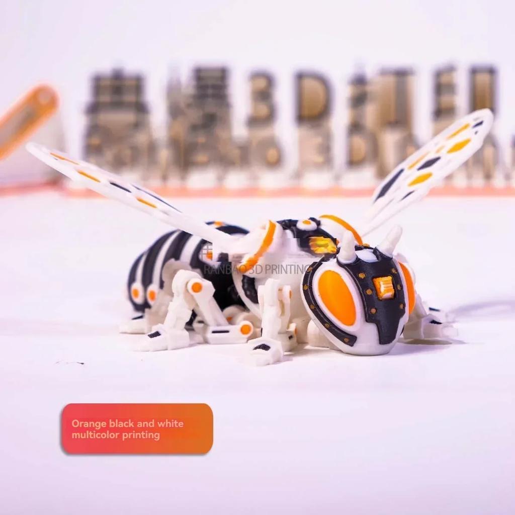 New Mechanical Bee 3D Printed Multi-joint Home Desk Desk Door Room Storage Accessories For Kids Toy Gift# Color: 3