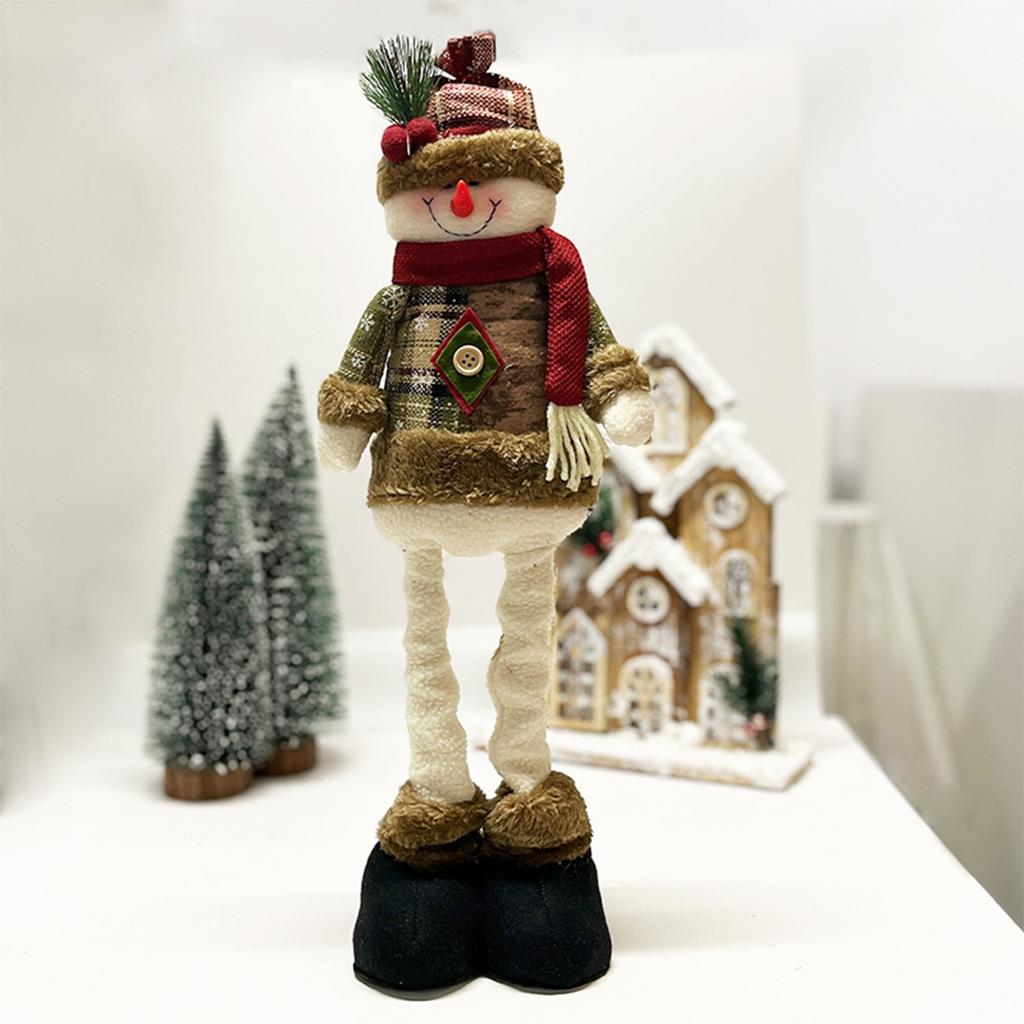 Christmas Cloth Doll Decoration Telescopic Long-Leg Reindeer/Snowman/Santa Claus Shelf Table Centerpiece