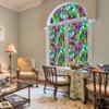 Retro Flowers Colorful Stained Glass Window Film Pattern Non-adhesive Window Decals Static Clings Non-Adhesive Window Stickers