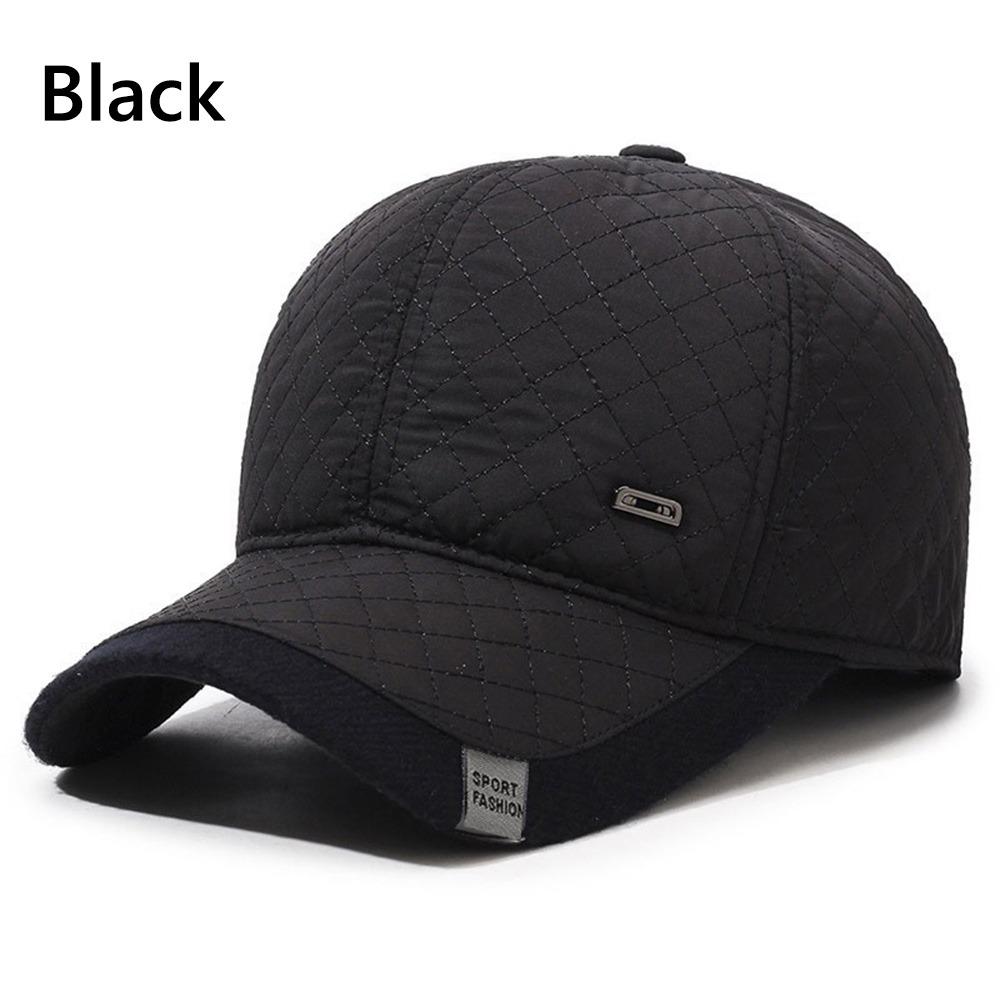 Classic Velvet Warm Men Baseball Cap With Windproof Earflaps Casual Earflap Hat Middle-aged Men Cap Autumn Winter чёрный