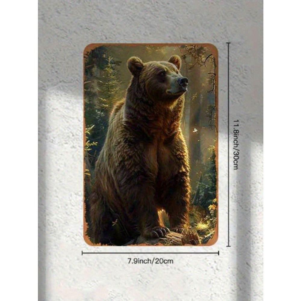 Retro Black Bear Mist Art Tin Sign 20x30cm Dramatic Wall Decor