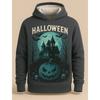 New Trendy 3D Adult Hoodie With A Novel Halloween Pumpkin Pattern Print And Pocket For Daily Wear, Long Sleeved Hoodie