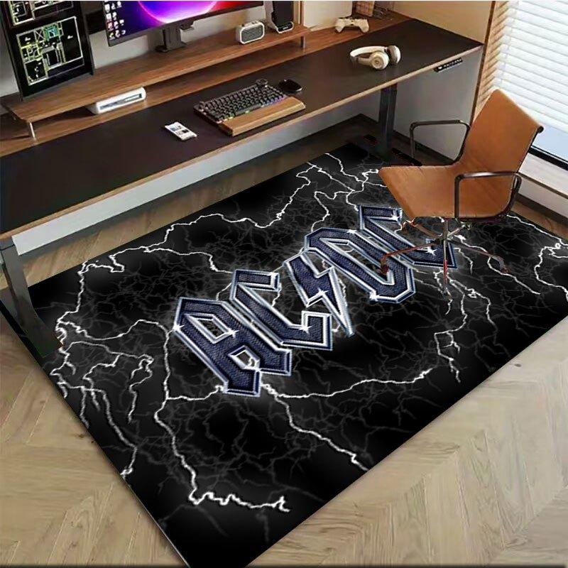 AC/DC Logo Lightning Rock Band Poster Print Wall Art DecorOffice Mat Home Decor Gift For Halloween & Christmas LC22