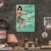 Affiche murale en métal Fille d'Hawaï Vintage 20x30cm Décor de Bar Rétro