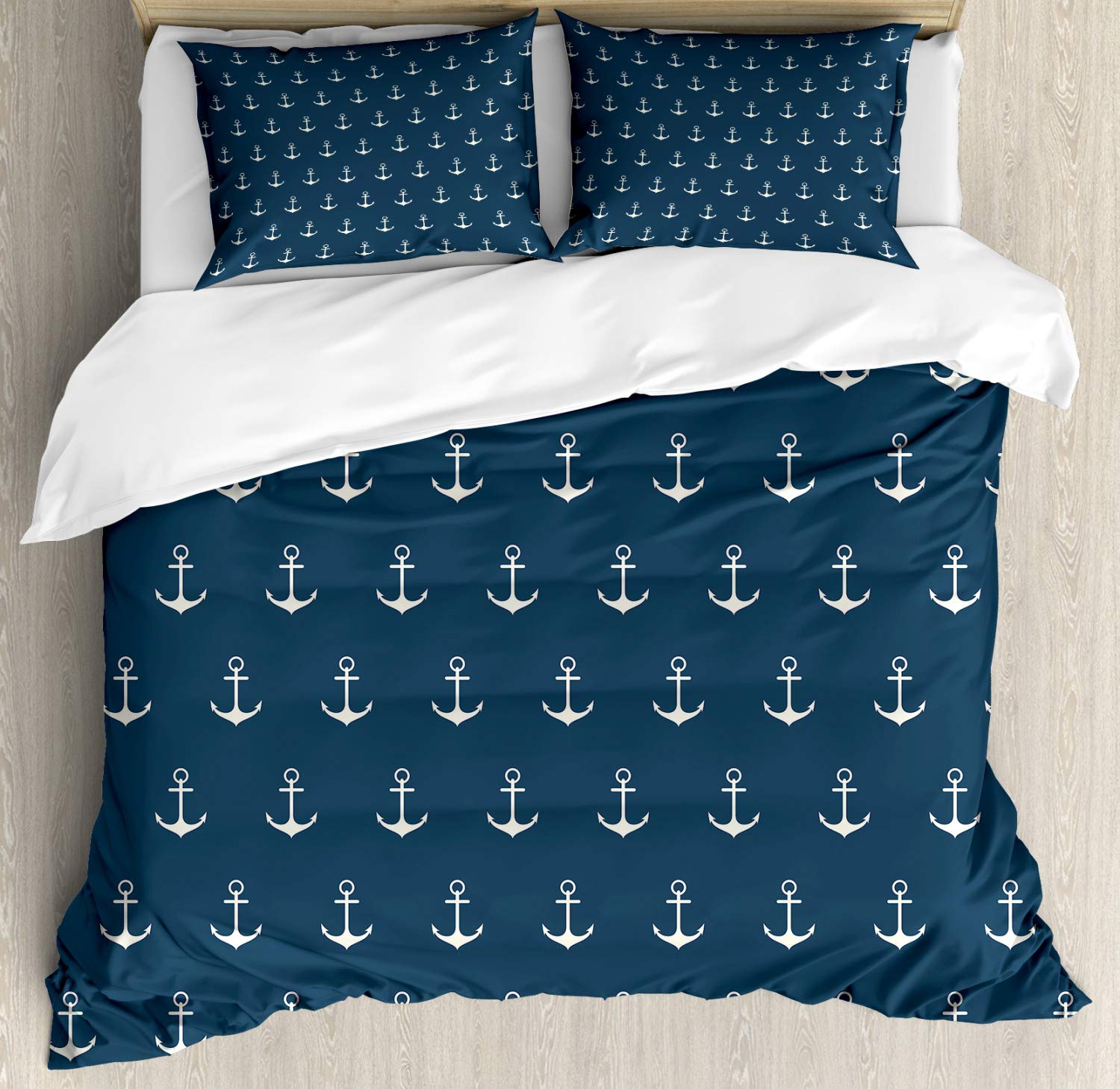 

Comforter Nautical Bedding Set Ocean Anchor Decor Sailor Pirate Captain Sea Adventure For Kids Boys Navy Blue Comforter (quilt)-EU Single(135*200cm)3pcs