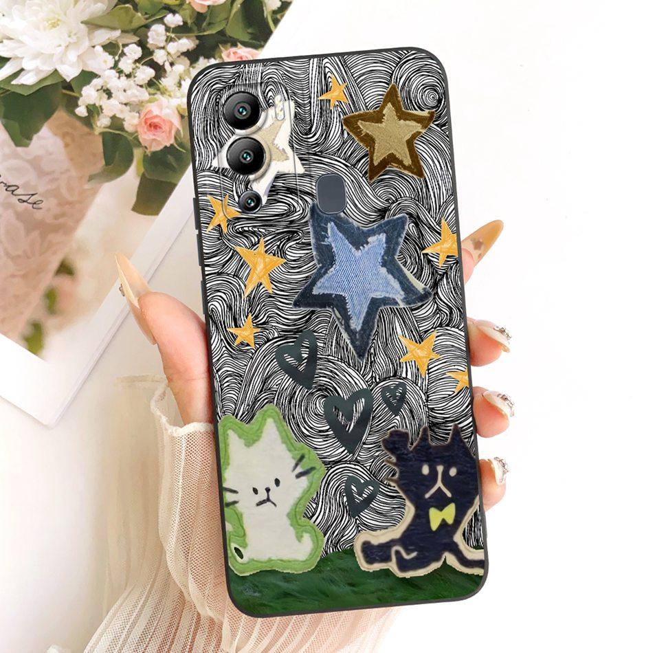 For Infinix Hot 12 12 Play Cute Cat Flower Cartoon Phone Case For Infinix Hot12i Hot 12Play Shockproof Soft Silicone Bumpers